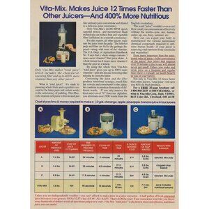 Vita Mix 1991 Vintage Print Ad Juicer Comparison Cleveland OH Original u